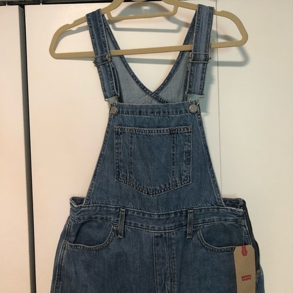 NWT Levi’s Taper Denim Jean Overalls Medium Wash - Picture 3 of 4